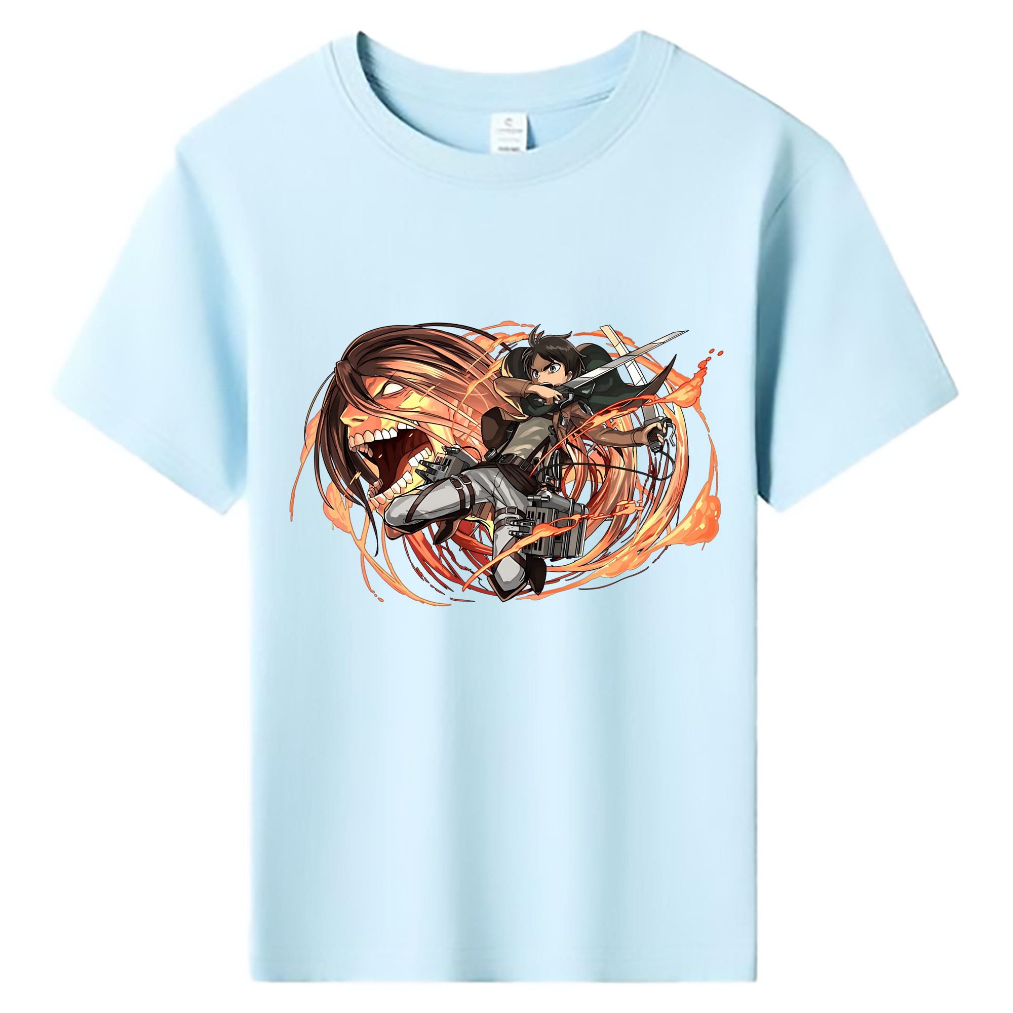 （画像用） 進撃の巨人 エレン･イェーガー Attack on Titan Eren Jäger 綿100％キッズTシャツ（フロントプリント）